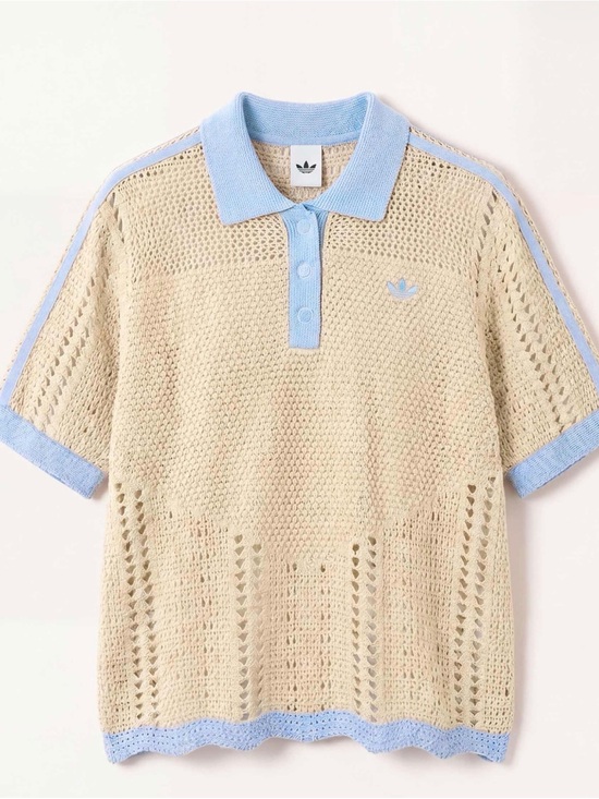 adidas Jackets & Blazers - Adidas Originals x ASOS Beige Knit Polo Sweater with Light Blue